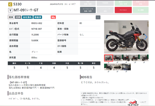 Мотоцикл YAMAHA MT-09 Tracer (FJ-09) 2019, СЕРЫЙ фото 17